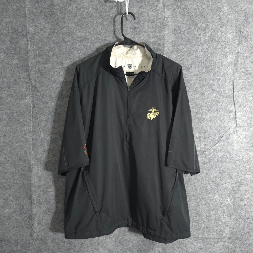 Nike Golf Short Sleeve 1/2 Zip Black Vented Windbreaker Men's XL Zip Pockets